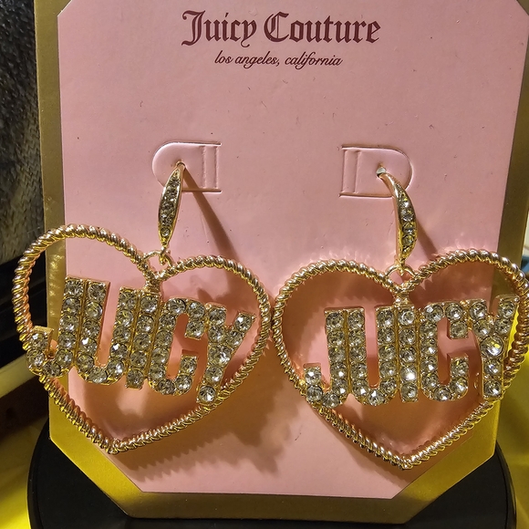 Juicy Couture Jewelry - ✨ New! Juicy Couture Gold Tone Crystal Heart Drop Earrings ✨